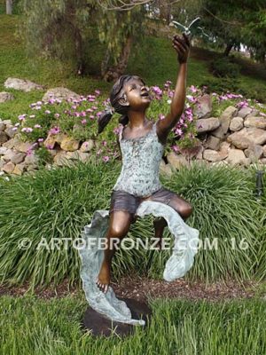 Enchanted Butterfly fantasy bronze statue of girl with butterfly