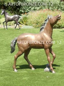 Chanel bronze sculpture of standing foal horse for ranch or equestrian center