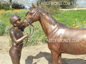 My Love bronze outdoor sculpture of equestrian show jumping and hunter jumper horse