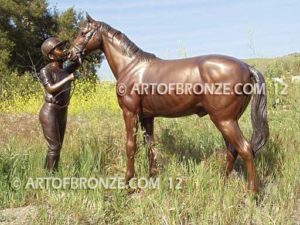 My Love bronze outdoor sculpture of equestrian show jumping and hunter jumper horse