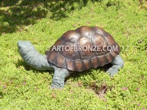 Great One sculpture of large bronze turtle that can spray water from mouth into fountain