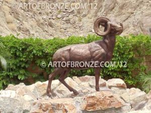 Monarch special edition, monumental outdoor ram standing on bronze base