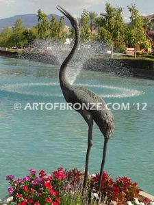 Serene Waters lost wax casting of three cranes for fountain