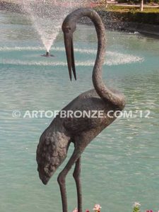 Serene Waters lost wax casting of three cranes for fountain