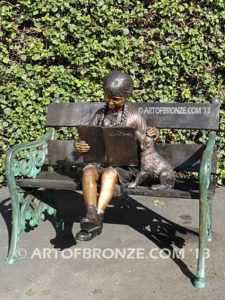 Love and Affection sculpture of young reader girl with dog and book