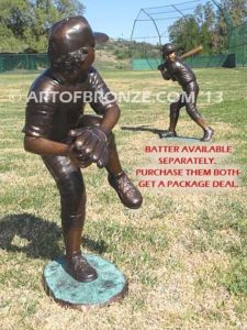 Fast Ball bronze sculpture of baseball pitcher for memorial park