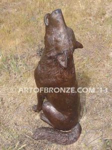 Call of the Wild bronze wolf sculpture for school mascot, universities, zoo or private home