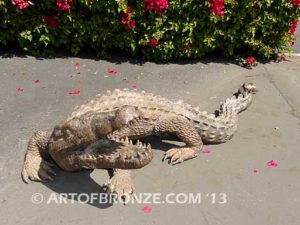 Don’t Touch bronze fine art gallery or school mascot sculpture of crocodile, alligator and reptiles