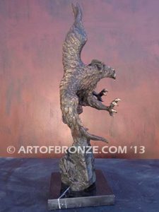 Bronze sculpture of bald eagle on custom marble base