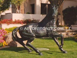 Arabian Stallion bronze sculpture of prancing horse for yard