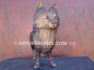 Chihuahua long-haired gallery & custom quality bronze sculpted dog pet statues