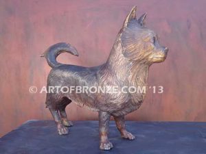 Chihuahua long-haired gallery & custom quality bronze sculpted dog pet statues