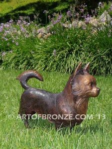 Chihuahua long-haired gallery & custom quality bronze sculpted dog pet statues