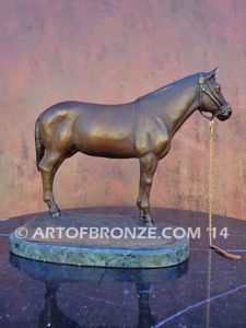 Show Time sculpture of standing horse attached to marble base for indoor home or office display