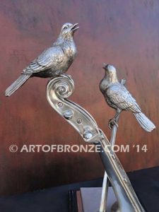 Limited edition bronze bird and finches home sculpture for private collector