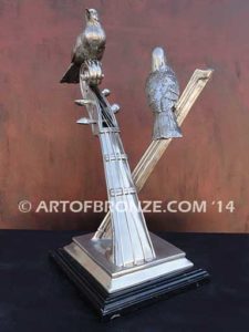 Limited edition bronze bird and finches home sculpture for private collector