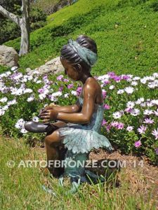 Blooming Youth other side bronze sculpture of young ballerina sitting tying her slipper