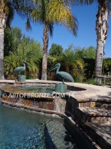 Fisherman bronze statue of tranquil pelican on bronze piling