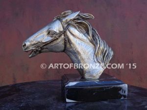 Magnificent sculpture bust of thoroughbred horse for home or office