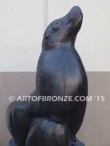 Beach Master bronze sea lion mascot sculpture for zoo, university or school