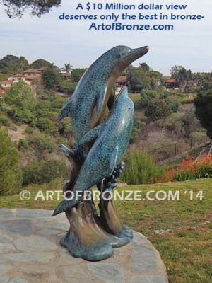 Jubilation bronze fine art gallery sculpture of dolphins, whales and porpoises