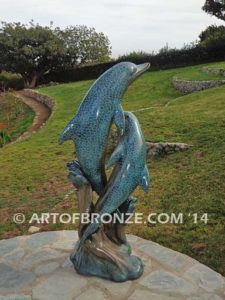 Jubilation bronze fine art gallery sculpture of dolphins, whales and porpoises