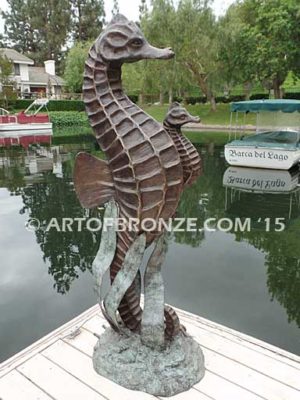 Seahorses bronze seahorse artwork for outdoor water area or indoor display