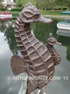 Seahorses bronze seahorse artwork for outdoor water area or indoor display