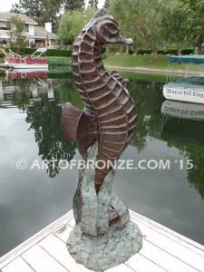 Seahorses bronze seahorse artwork for outdoor water area or indoor display