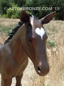 Chanel bronze sculpture of standing foal horse for ranch or equestrian center