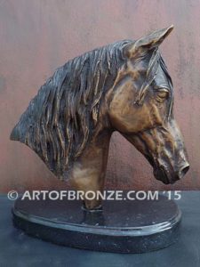 Lucky sculpture bust of thoroughbred horse for home or office