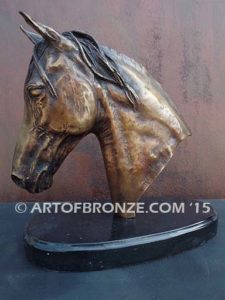 Lucky sculpture bust of thoroughbred horse for home or office