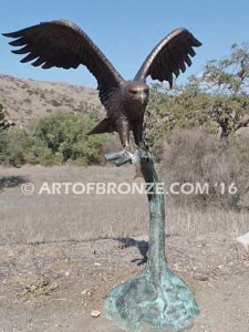 Lake Rights bronze sculpture of eagle monument for public art