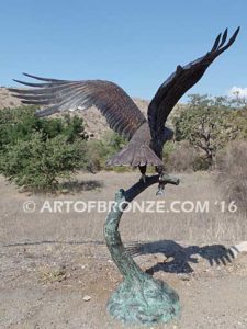 Lake Rights bronze sculpture of eagle monument for public art