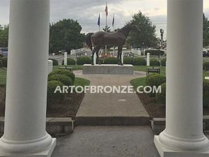 Stevie Wonderboy bronze sculpture of standing racing horse for Griffin Ranch in La Quinta, CA