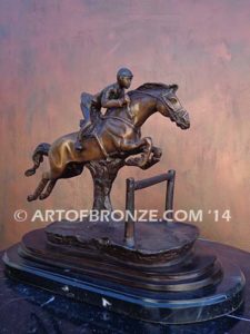 Hunt Seat sculpture of hunter class, jumper class gift award attached to marble base