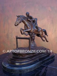 Hunt Seat sculpture of hunter class, jumper class gift award attached to marble base