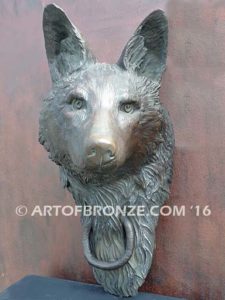 Coyoted door knocker bronze life-size custom sound and decorative front entrance display