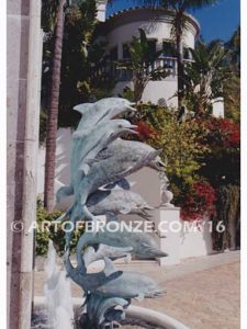 Dolphin Jubilation bronze Art in Public places monument of 9 nine leaping dolphins over 10 ft. tall