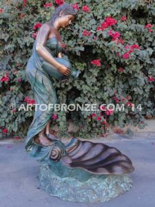 Overflowing Beauty classical female bronze cast monumental fountain for pond, pool or aquatic display