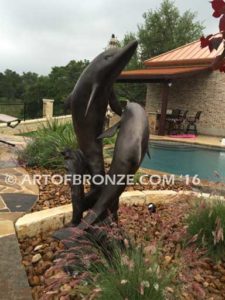 Jubilation bronze fine art gallery sculpture of dolphins, whales and porpoises