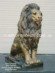 Hail the King high quality cast bronze African lion regally sitting down