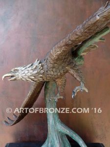 Airspeed bronze sculpture of flying eagle on custom marble base