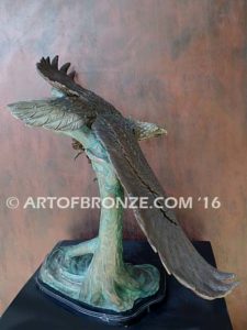 Airspeed bronze sculpture of flying eagle on custom marble base