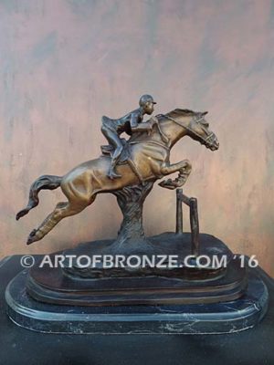 Hunt Seat sculpture of hunter class, jumper class gift award attached to marble base