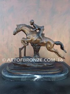 Hunt Seat sculpture of hunter class, jumper class gift award attached to marble base