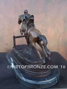 Hunt Seat sculpture of hunter class, jumper class gift award attached to marble base