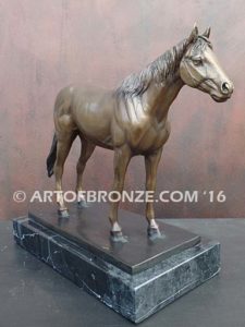 Before the Gate sculpture of standing race horse attached to base for indoor home or office