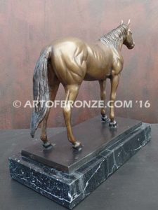 Before the Gate sculpture of standing race horse attached to base for indoor home or office