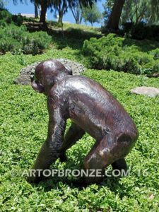 His Majesty bronze fine art gallery African wildlife walking chimpanzee ape sculpture